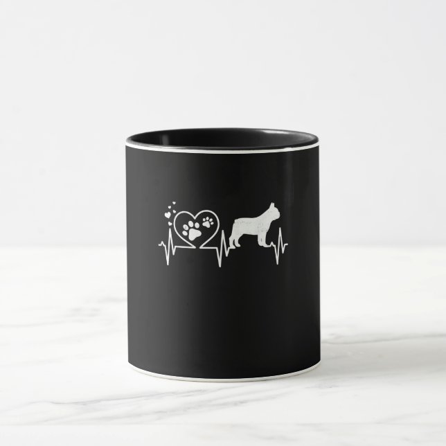 frenchie french bulldog  heartbeat simple gift mug (Center)