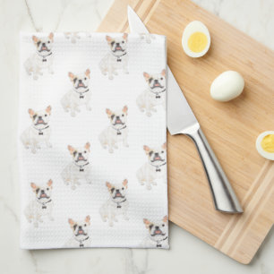 Frenchie French Bulldog (White Pied) Tea Towel