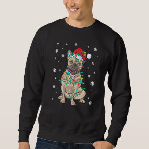 Frenchie French Bulldog Wrapped In Christmas Light Sweatshirt