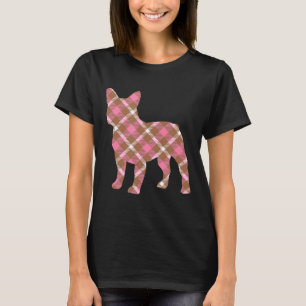 Frenchie Frenchie French Bulldog Pink Plaid Dog S T-Shirt