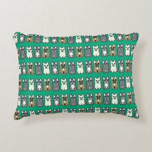 Frenchie friends, green decorative cushion