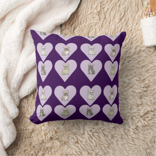 Frenchie friends hearts cushion