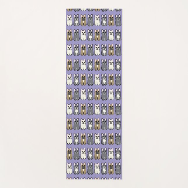 Frenchie friends, purple yoga mat (Front)