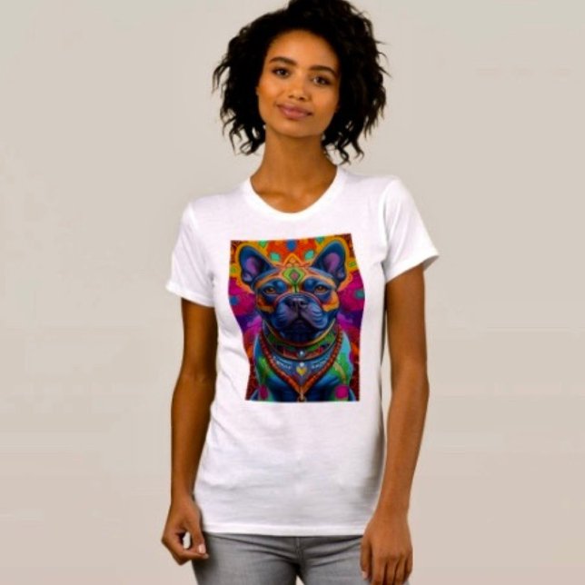 Frenchie Fun Birthday Fantasy  T-Shirt (Comfy tri-blend women’s tee feminine fit, scoop neck, short sleeves, relaxed fit.  
)