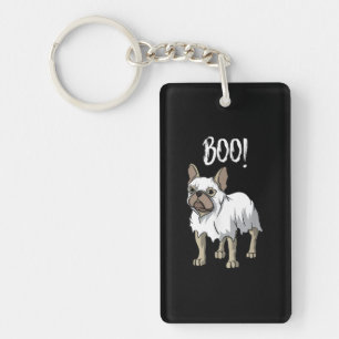 Frenchie Ghost Costume Funny Bulldog Halloween Key Ring
