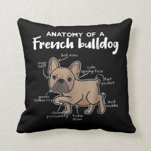 Frenchie Gift   Anatomy Of A French Bulldog Gift Cushion