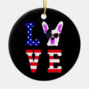 Frenchie Gift   Cool Cute Love French Bulldog Ceramic Ornament