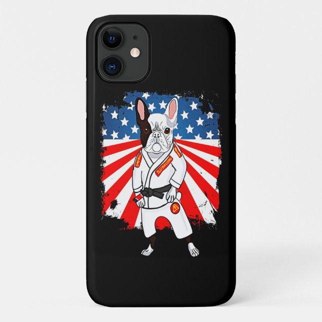 Frenchie Gift | Cute French Bulldog USA Flag Case-Mate iPhone Case (Back)