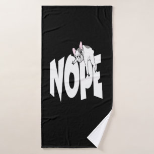 Frenchie Gift Cute Nope French Bulldog Bath Towel
