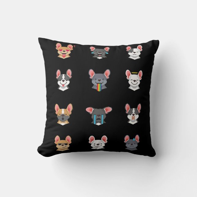 Frenchie Gift | Emotional Face French Bulldog Cushion (Front)