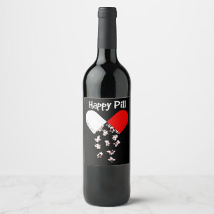 Frenchie Gift Happy Pill French Bulldog Gift Wine Label