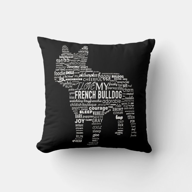 Frenchie Gift | I Love My French Bull Dog Cushion (Front)