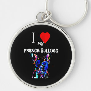 Frenchie Gift I Love My French Bulldog Colourful Key Ring