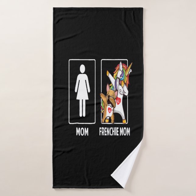 Frenchie Gift | Mum With Frenchie Mum Unique Bath Towel (Bath Towel)