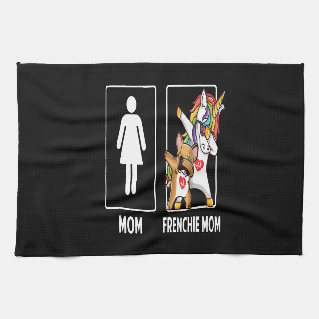 Frenchie Gift | Mum With Frenchie Mum Unique Tea Towel (Horizontal)