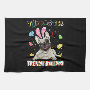 Frenchie Gift   The Easter French Bulldog Bunny Tea Towel