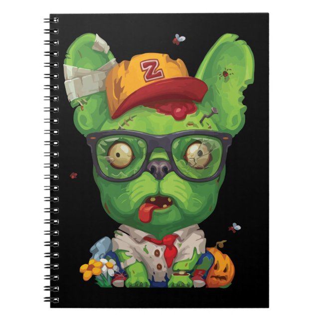 Frenchie Gift | Zombie French Bulldog Notebook (Front)