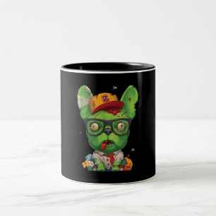 Frenchie Gift Zombie French Bulldog Two-Tone Coffee Mug