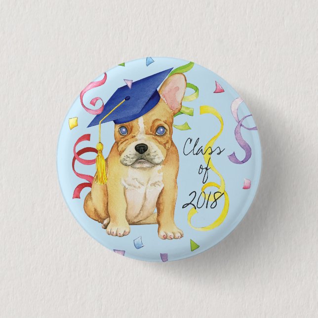 Frenchie Graduate 3 Cm Round Badge (Front)