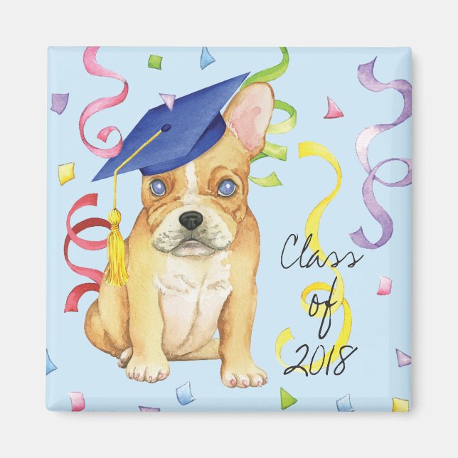 Frenchie Graduate Magnet (Front)