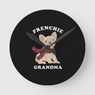 Frenchie Grandma Gift French Bulldog Xmas Family Round Clock