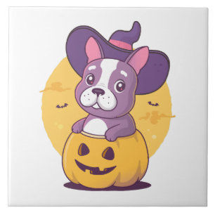 Frenchie Halloween Ceramic Tile
