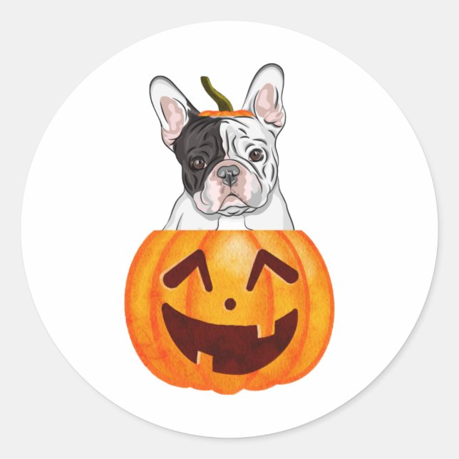 Frenchie Halloween Classic Round Sticker (Front)