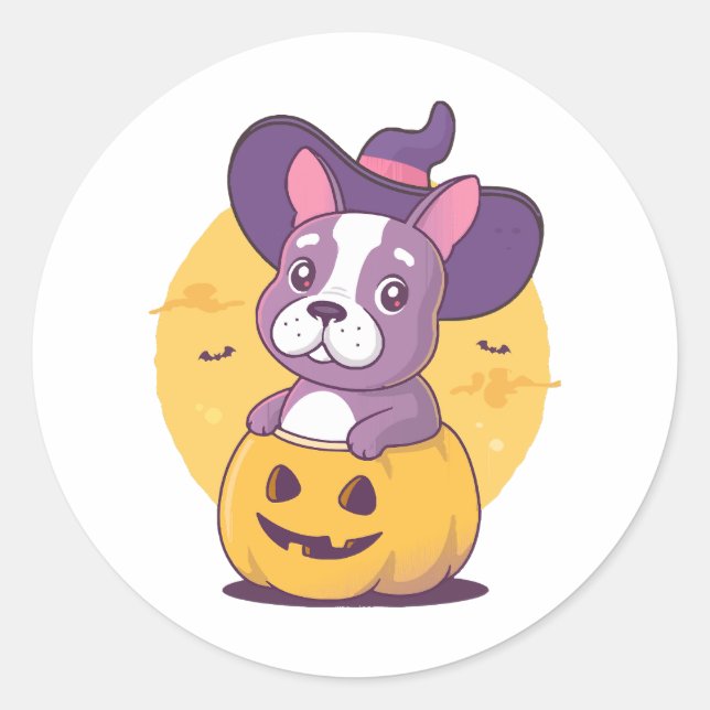 Frenchie Halloween Classic Round Sticker (Front)