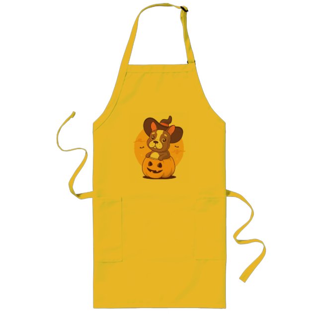 Frenchie Halloween Long Apron (Front)