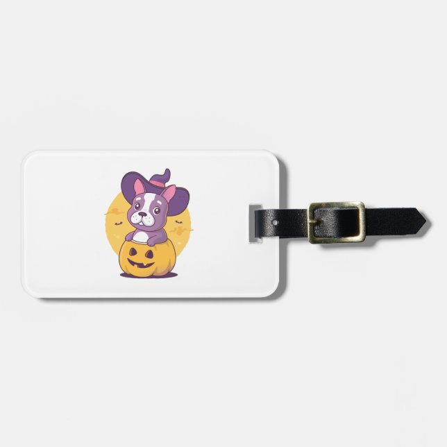 Frenchie Halloween Luggage Tag (Front Horizontal)