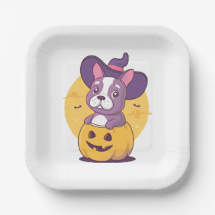 Frenchie Halloween Paper Plate