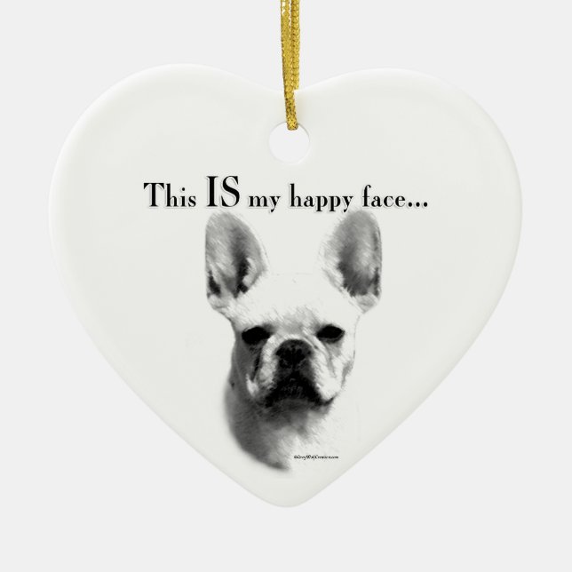 Frenchie Happy Face Ceramic Ornament (Front)