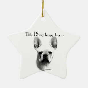 Frenchie Happy Face Ceramic Ornament