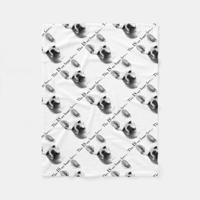 Frenchie Happy Face Fleece Blanket (Front)