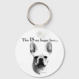 Frenchie Happy Face Key Ring