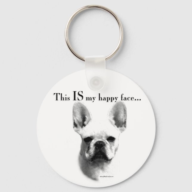 Frenchie Happy Face Key Ring (Front)