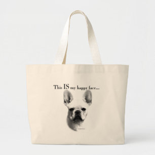 Frenchie Happy Face Large Tote Bag