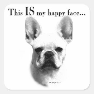 Frenchie Happy Face Square Sticker