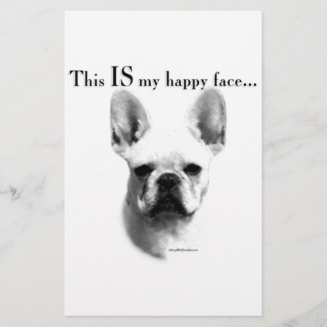 Frenchie Happy Face Stationery (Front)