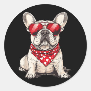 Frenchie Heart Bandanna Cool French Bulldog Lover Classic Round Sticker
