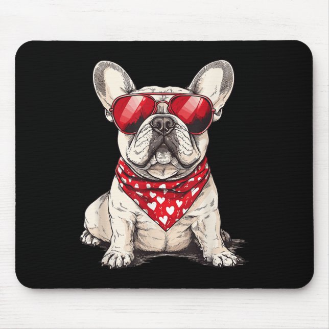 Frenchie Heart Bandanna Cool French Bulldog Lover  Mouse Pad (Front)