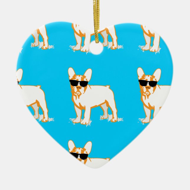 Frenchie Howlelu Ceramic Ornament (Front)