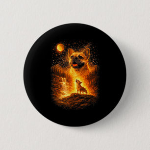 Frenchie howling to the moon vintage mystical dog 6 cm round badge