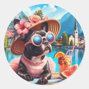 Frenchie in Hallstatt Classic Round Sticker