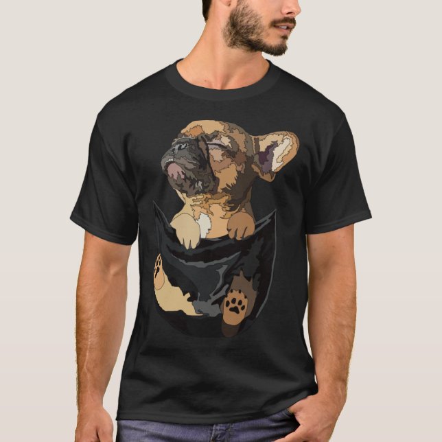 Frenchie In Pocket French Bulldog Mom Dad Dog T-Shirt (Front)