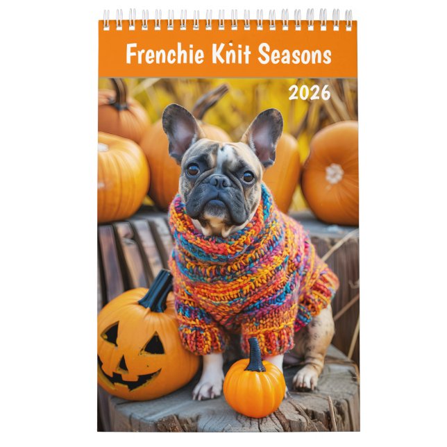 Frenchie Knit Seasons - 2026 Cosy Dog Calendar (Cover)
