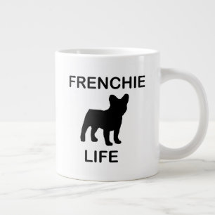 frenchie life with silhouette french bulldog large coffee mug