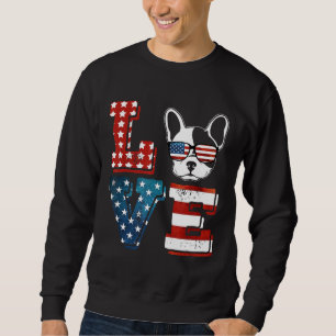 Frenchie Love French Bulldog American Flag Sweatshirt