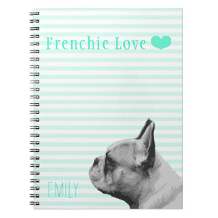 Frenchie Love   Personalised Aqua Notebook