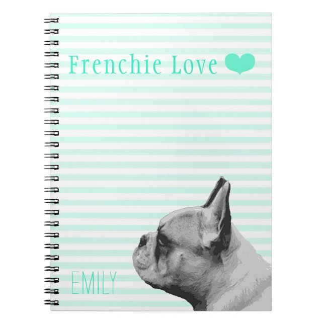 Frenchie Love | Personalised Aqua Notebook (Front)